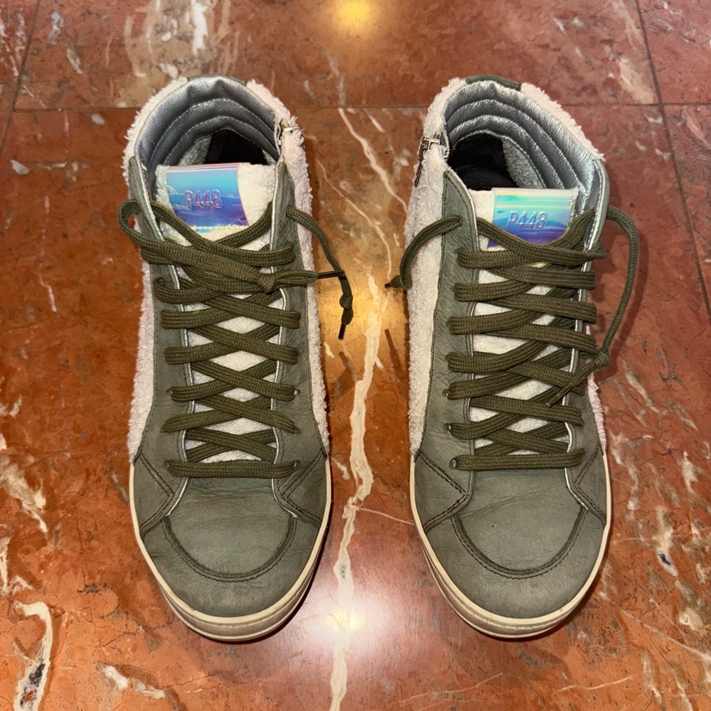 P448 Women's Olive High-Top Sneakers